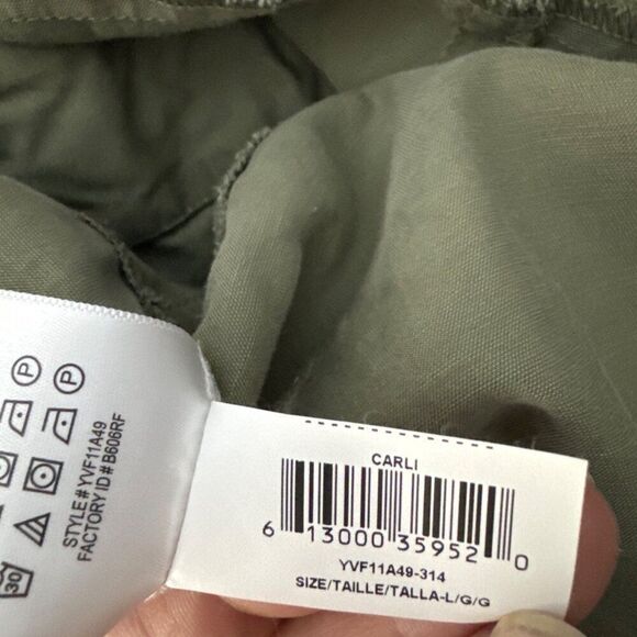 BCBGMAXAZRIA Olive Green Long Sleeve Peasant Blouse With Back Zipper & Tie Detai - Picture 8 of 8